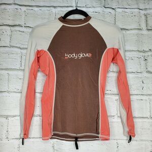 Body Glove Youth Medium Long Sleeve Rash Guard UV Protection Swimwear white pink